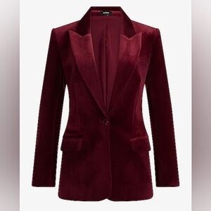 Express Size 2 Burgundy Velvet Corduroy Long Slim Blazer
